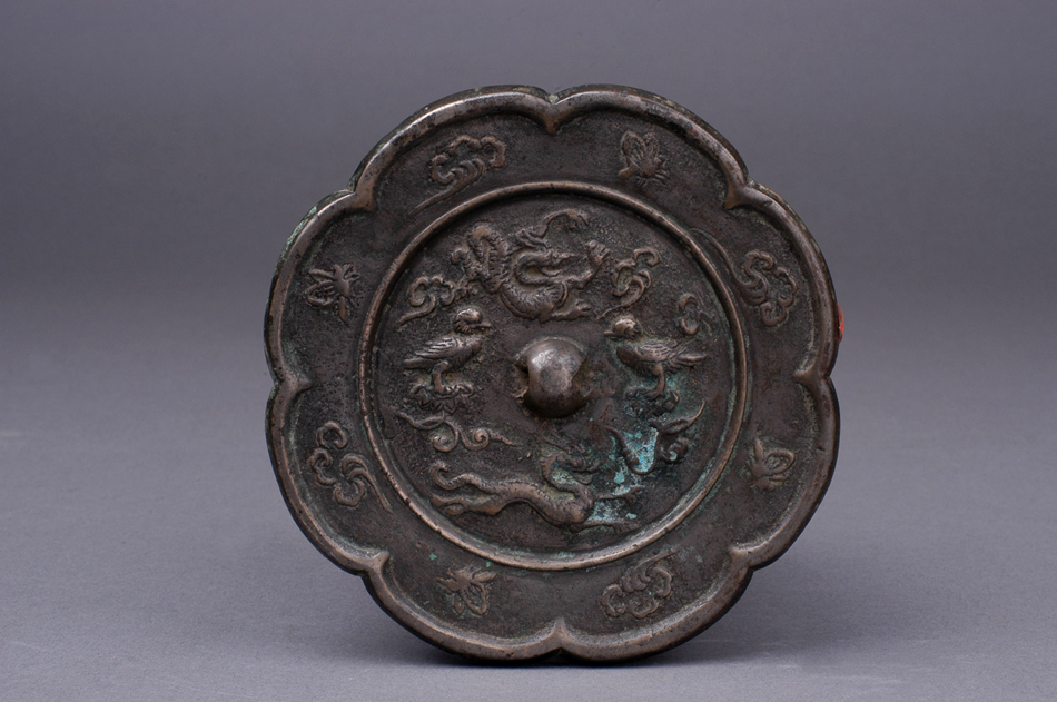 唐双鸟双凤纹铜镜