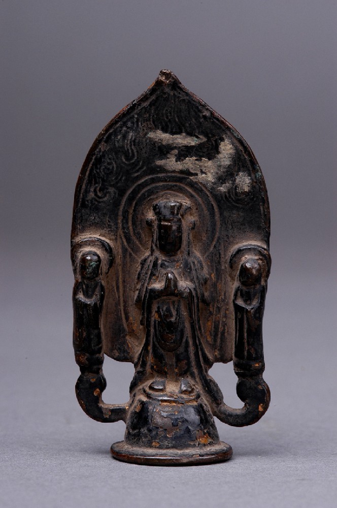 唐鎏金一菩萨二弟子铜造像