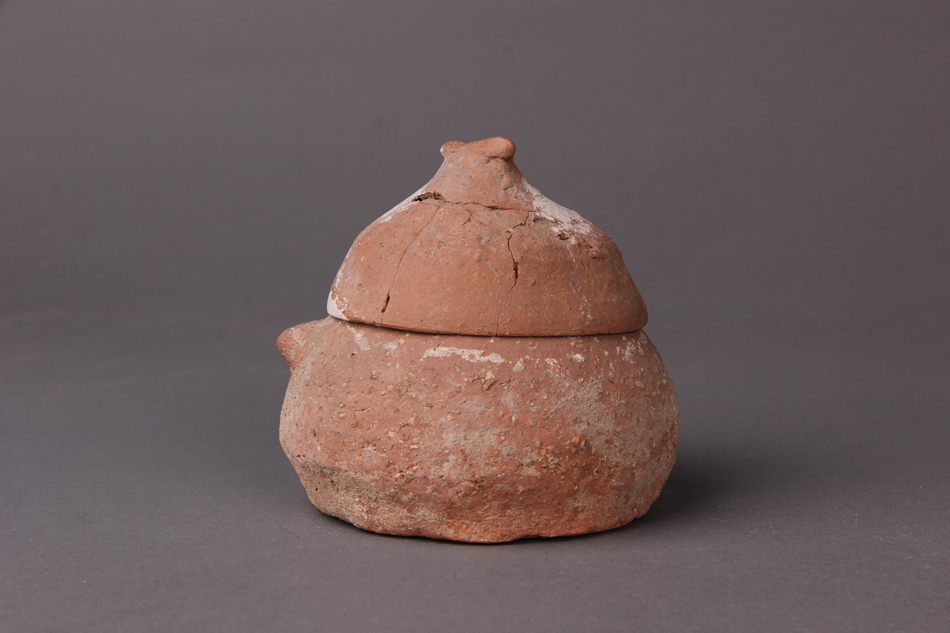 新石器时代仰韶文化半坡类型红陶带盖盂